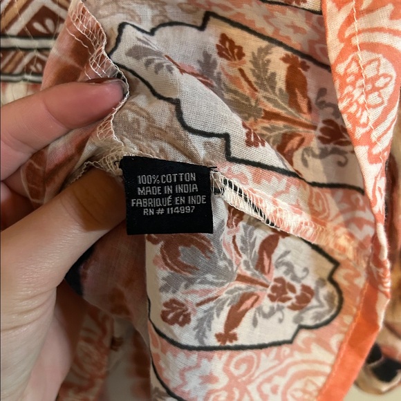 Tolani Blouse Quilted Floral Peasant Puff‎ Sleeve Made in India Size Medium - Picture 3 of 7